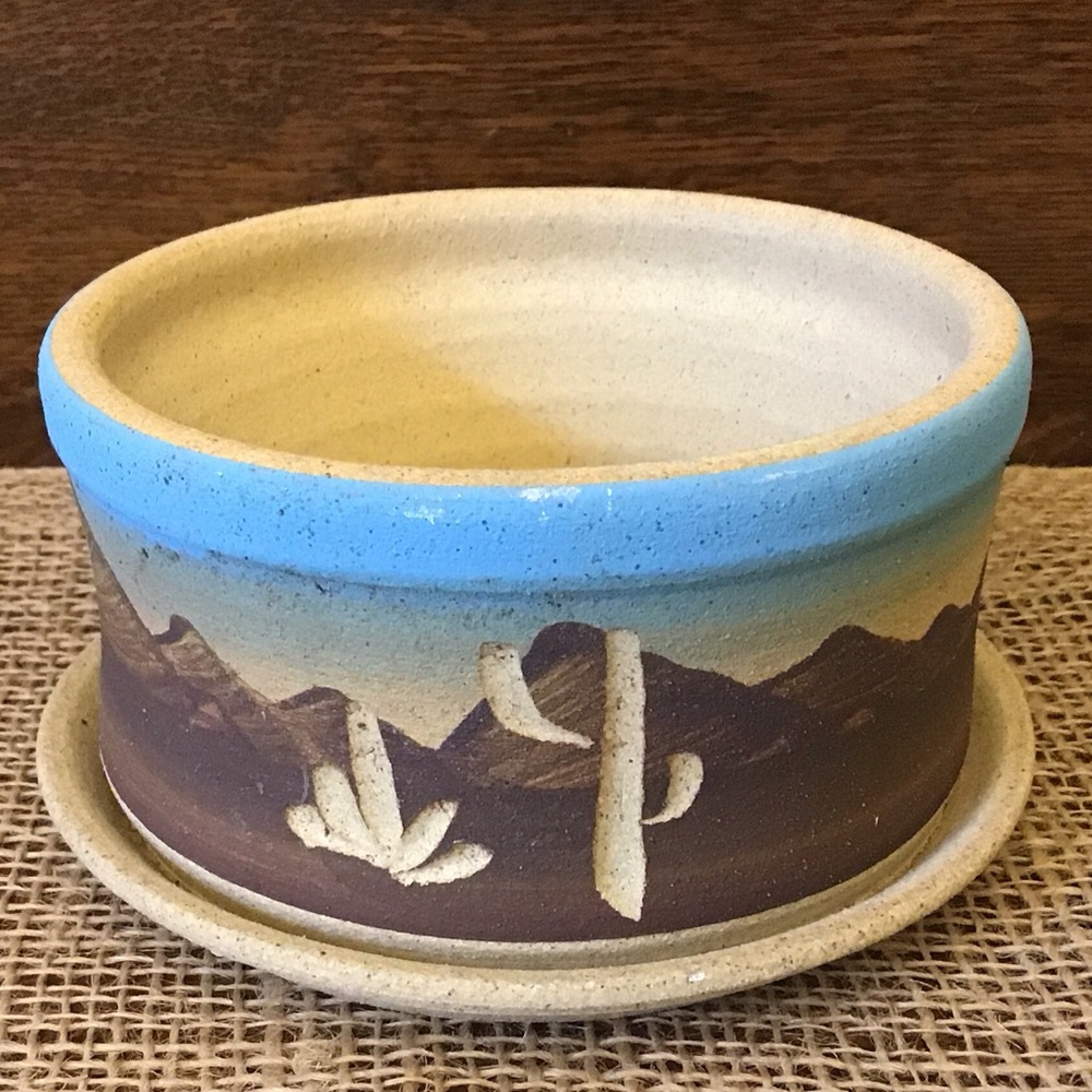 Vintage Handcrafted Southwestern Desert Scene Planter